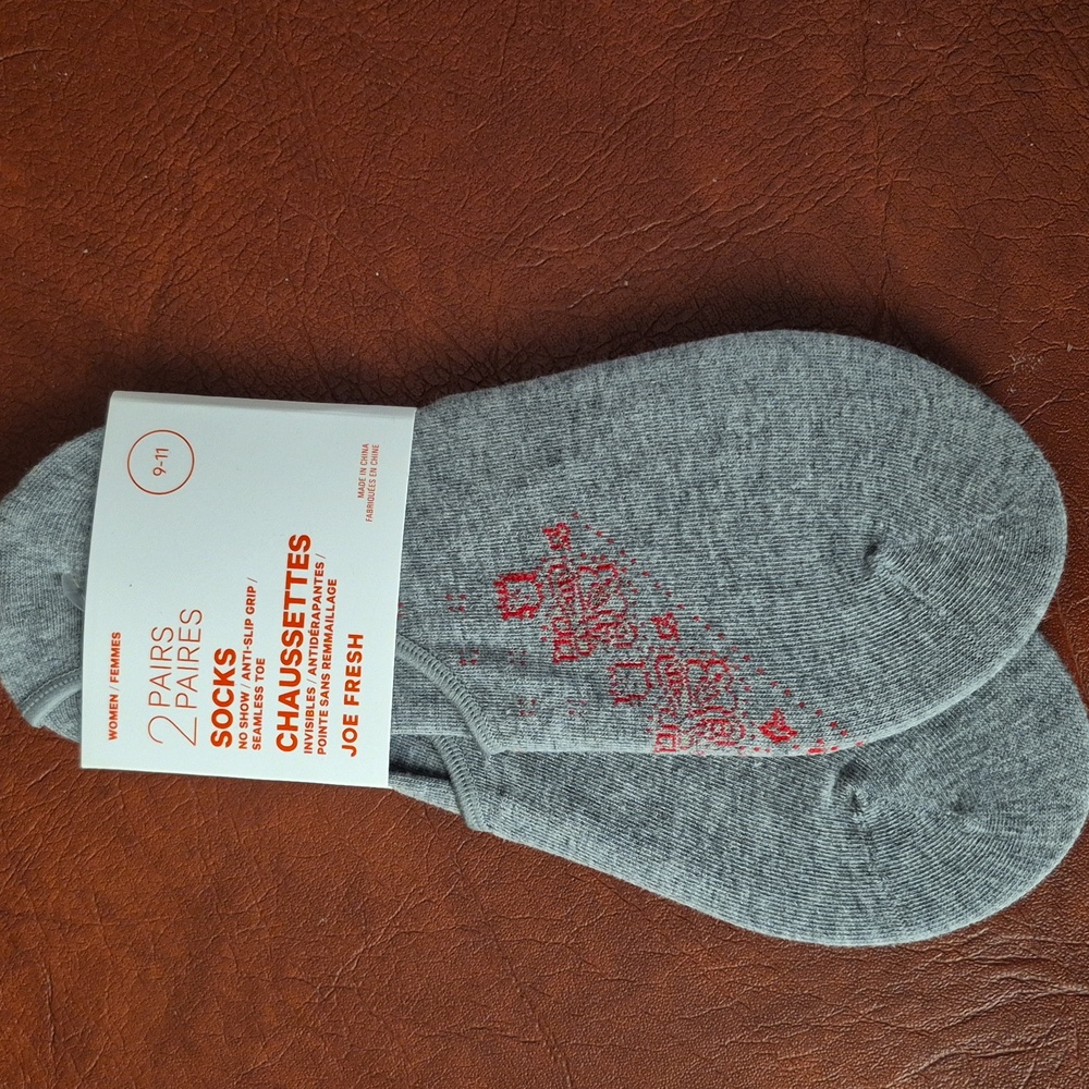 Joe Fresh Set Of 2 Grey No Show Socks, New With Tags - Picture 5 of 5